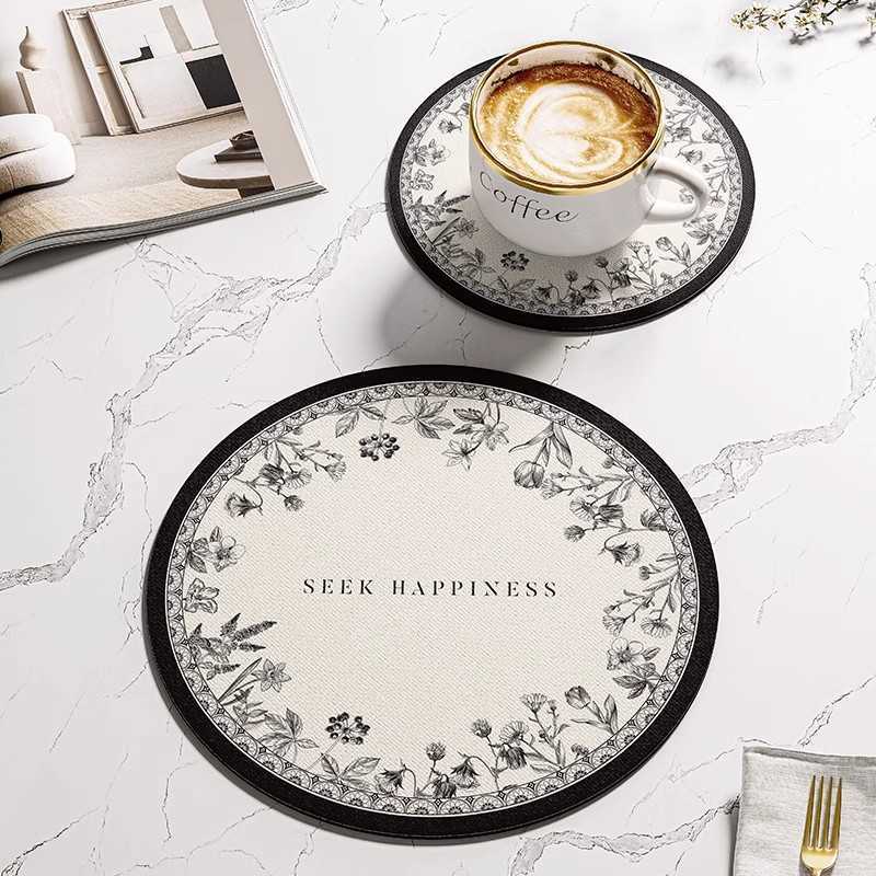 American Style Light Luxury Round Coaster Heat Insulation Pad Pot Mat Bowl Plate Dining Mat Absorbent QuickDry Draining Mat Tea Cup C251010