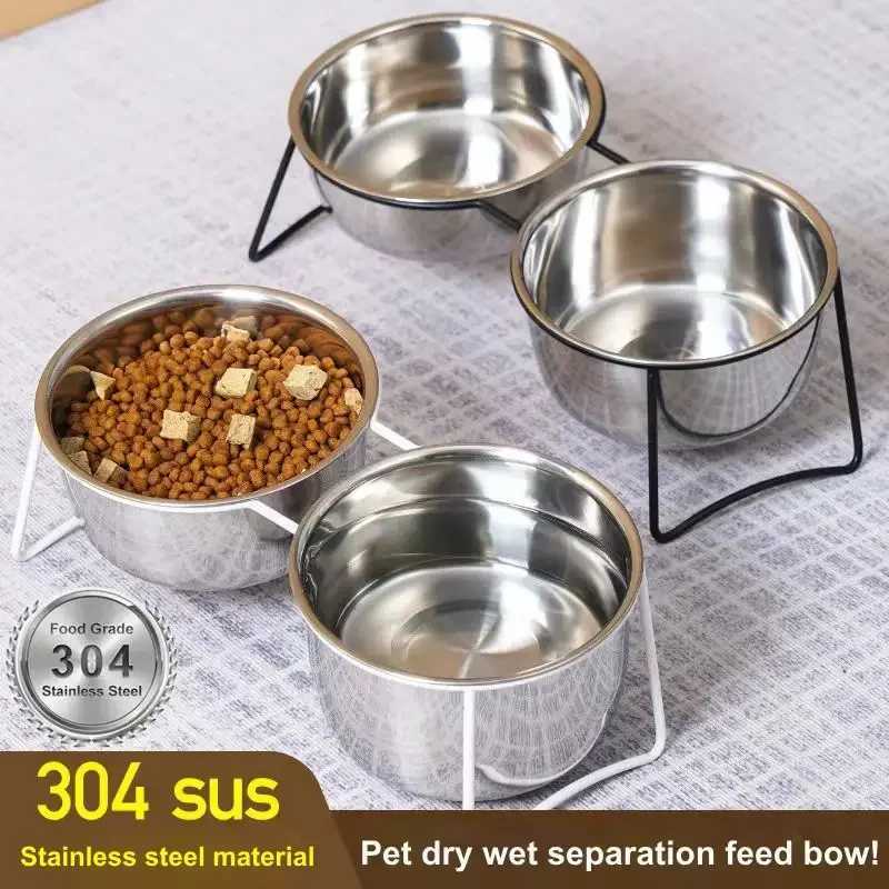 Elevated Cat Bowls Dog Bowl Stainless Steel Raised Cat Food Water Bowl Set with Stand Pet Feeding Bowls for Indoor Cats Dogs C251009