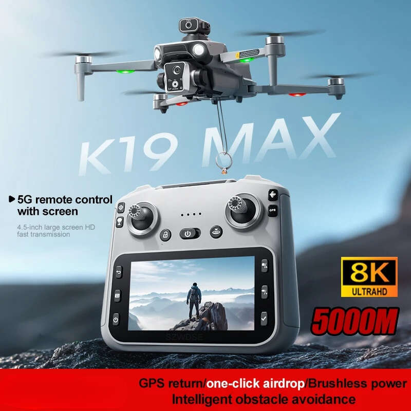 Camera Drone K19 Max GPS 360° Laser Obstacle Avoidance Panoramic Shooting 5G RC Airdrop Device Drone Optical Flow Positioning Gift Toy Drone With 4K C