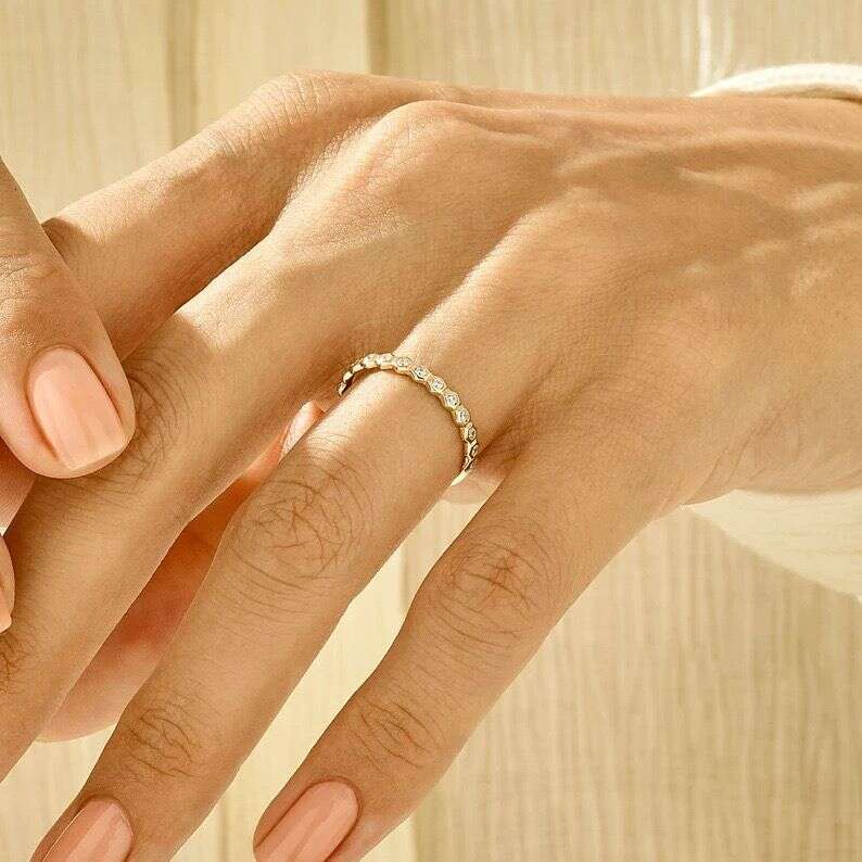 Honeycomb Design Women's Stackable Engagement Ring Trendy Personality Jewelry