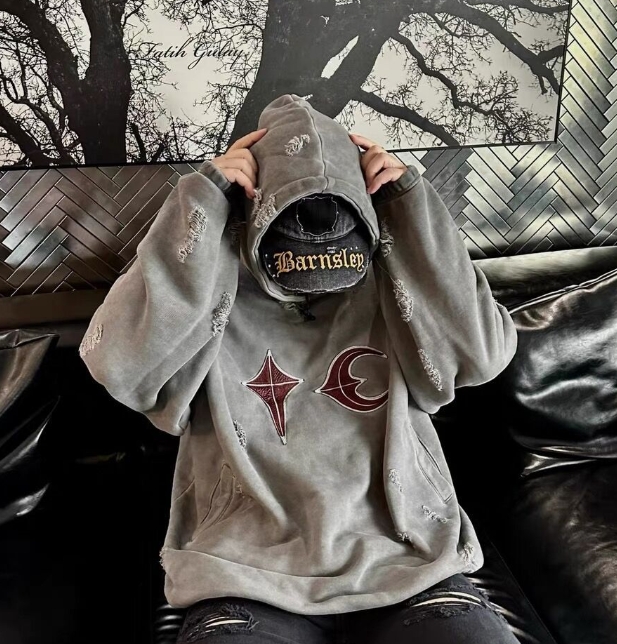 Men's Hoodies THUG CLUB Trend Hole Retro Vintage Clothing Top Quality Loose Oversized Streetwear Sweatshirt Pullover For Men