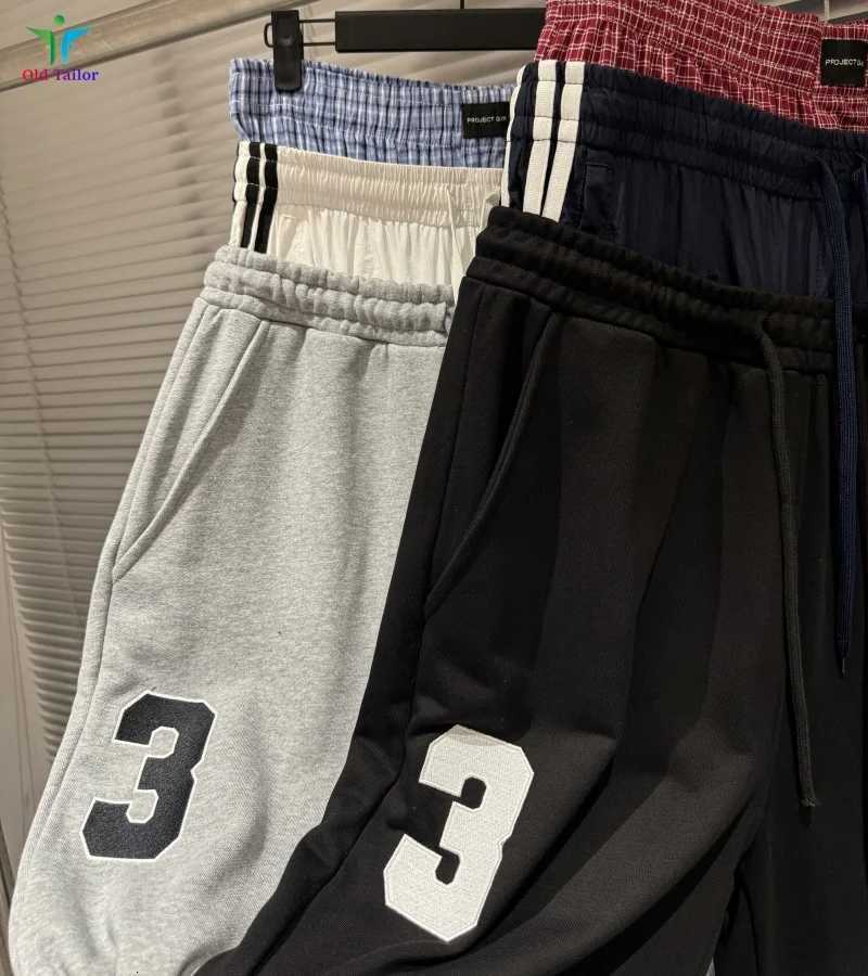 25SS Grey Black Faux Triple Waist Drawstring Embroidery Flag Patchwork Wide Leg Sportswear GRAILZ PROJECT GR Sweatpants X251010