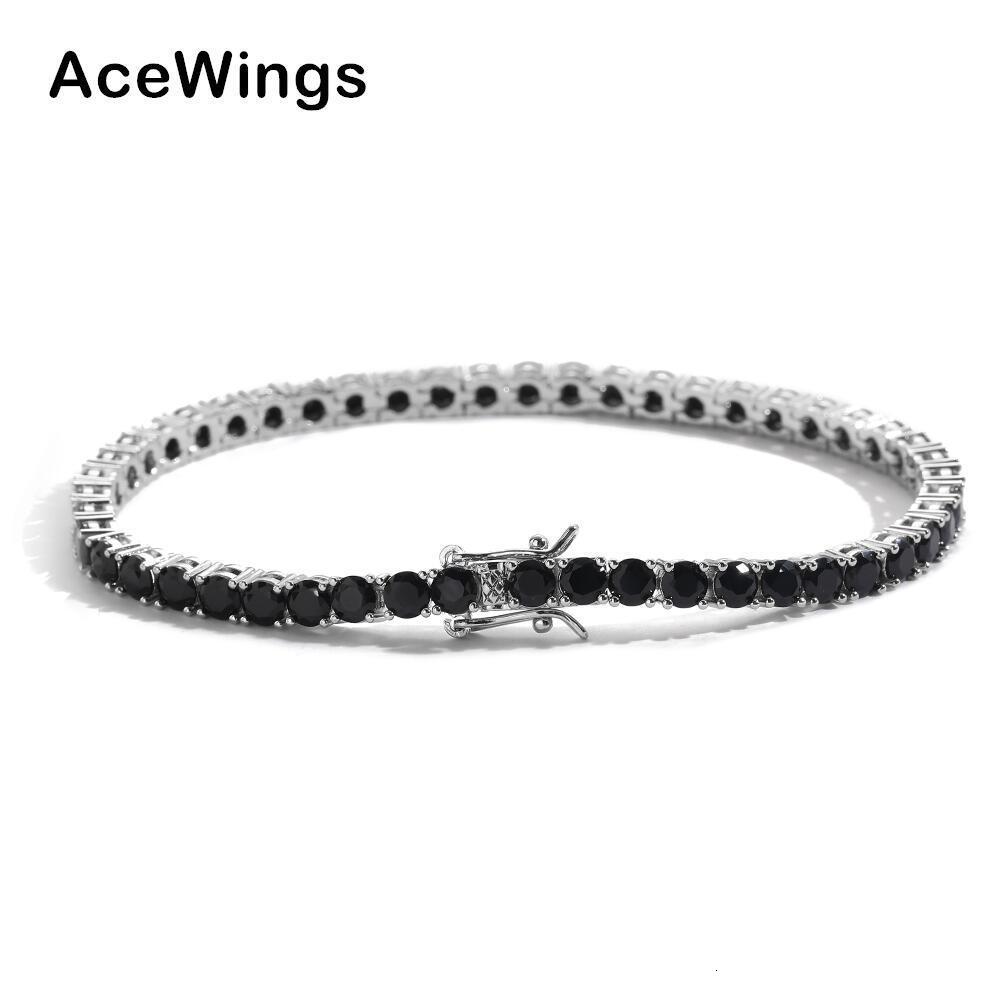 3mm 4mm 5mm black zirconia tennis bracelet for men and women brass chain bracelet BB238 250407