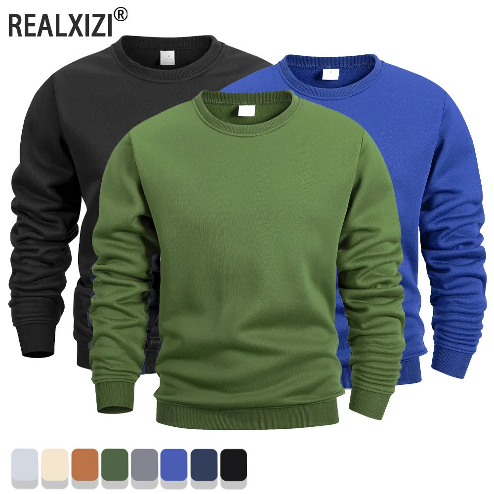 Spring Autumn Mens Casual Sweatshirts Harajuku Loose Crew Neck Pullover Hoodies Outdoor Jogging Tops Mens Streetwear 251008
