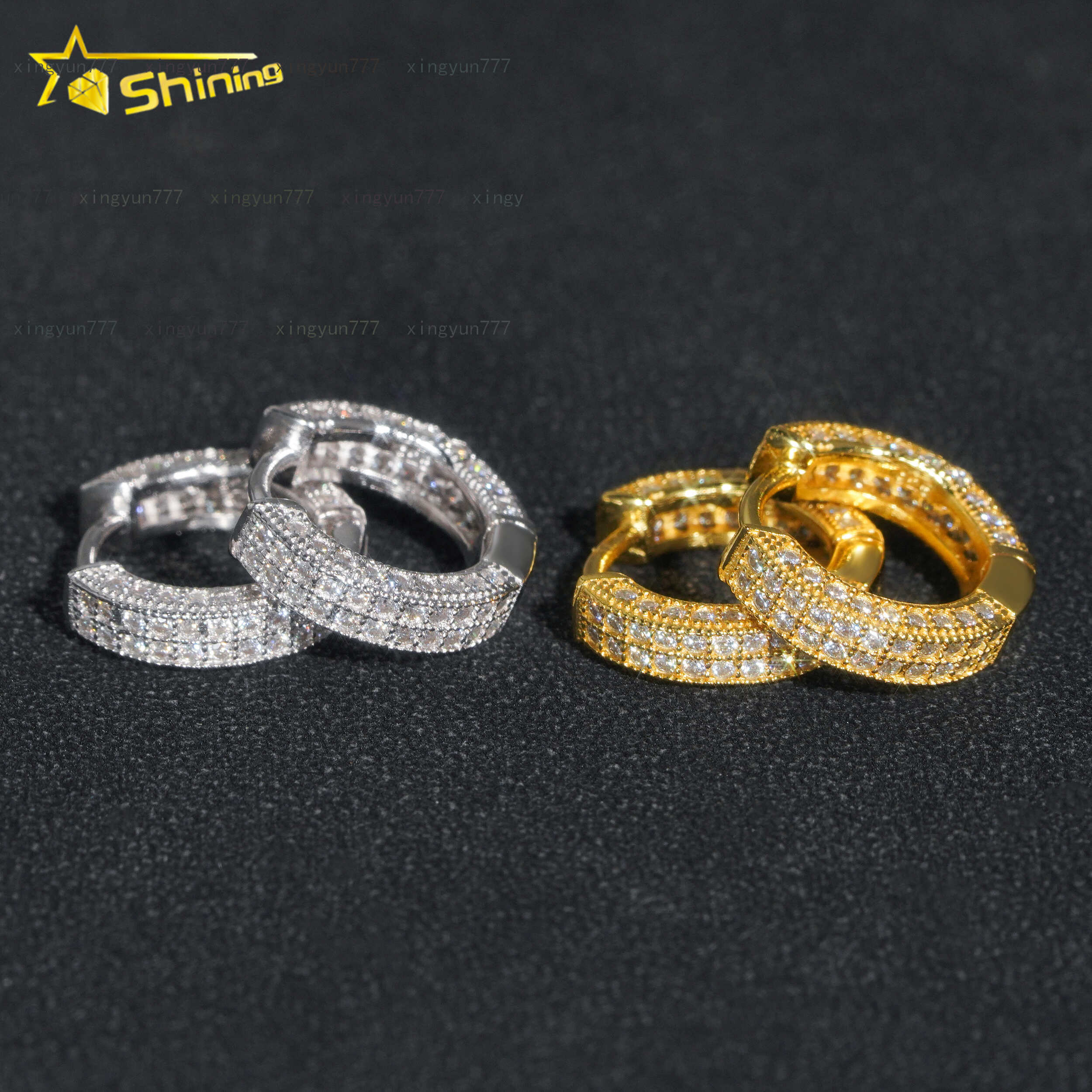 2026 Factory Outlet Cheapest Price Gold Plated 925 Sterling Silver Iced Out VVS Diamond Moissanite Hoop Earrings Ready to Ship