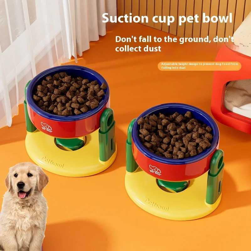 Adjustable Suction Cup Pet Bowl for Cats and Dogs Neck Protection Water Bowl Slanted High Leg Bowl AntiSpill C251009