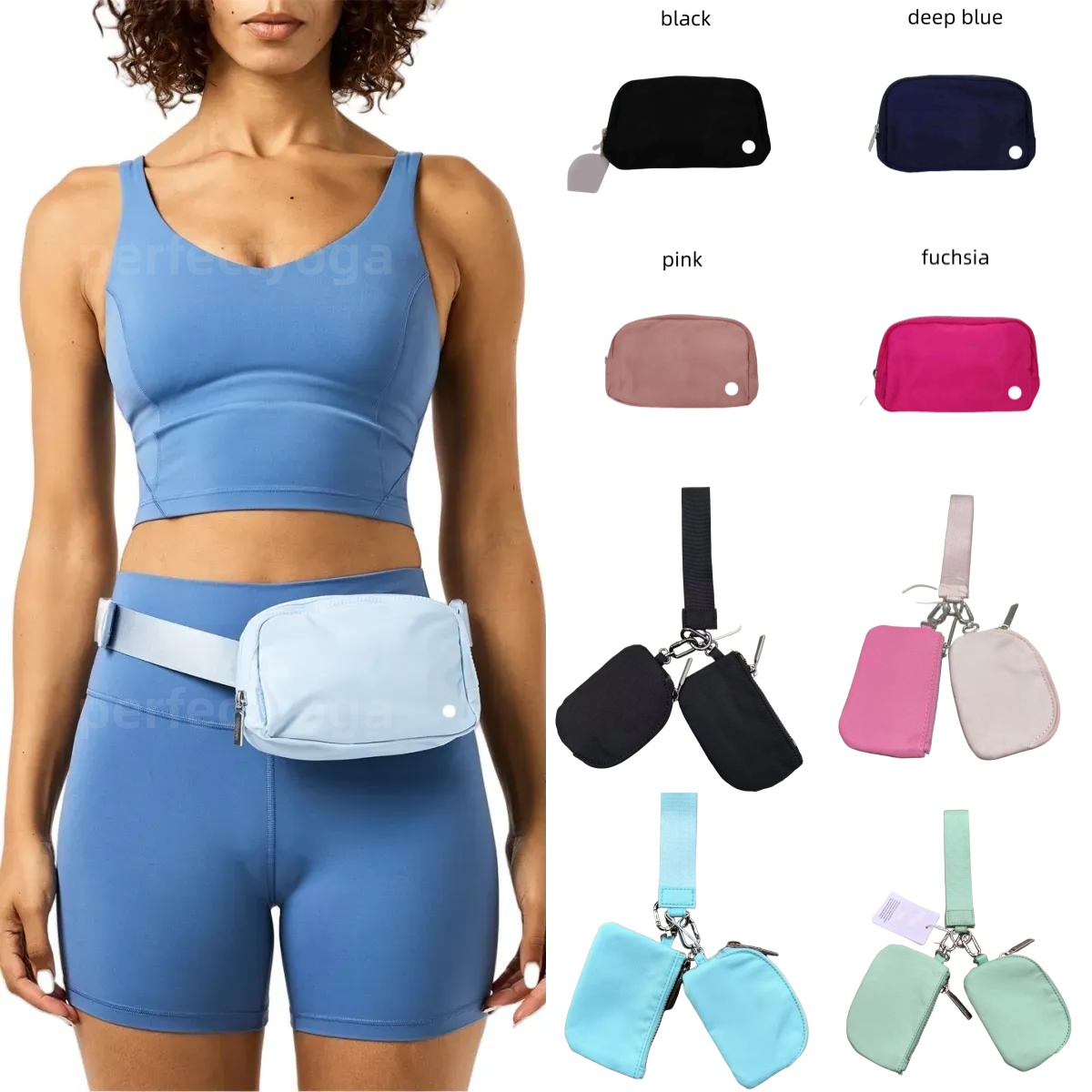 2026 Colours Black GOLd Yohain Bags Dual Pouch Mini Zip Around Wristlet Portable Keychain Wallet Coin Purse Pocket Luluity Lemonion keychains bags coin purse butler