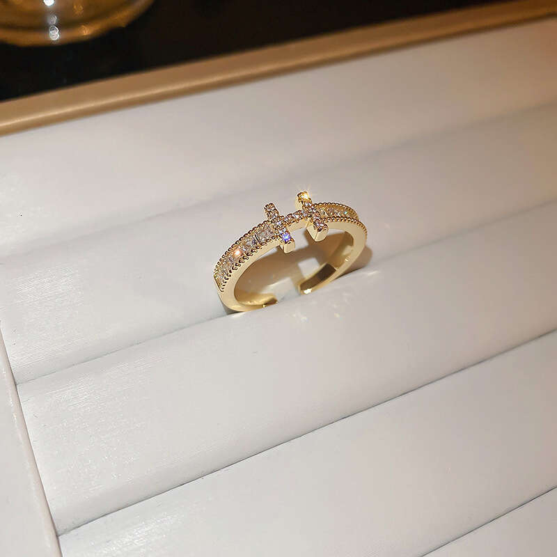 Jewellery Ring High Quality Korean Style H Letter Zircon Geometric Open Ring for Versatile Wear Gift for All Occasions Textured Minimalist Accessory