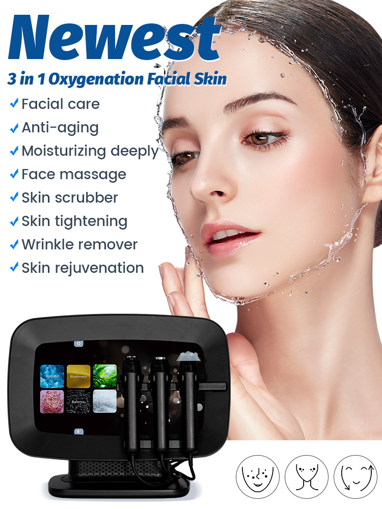 New 3 In 1 Oxygen Therapy Facial Hydro CO2 Foam Skin Regeneration Oxygenation Facial Dermabrasion Machine