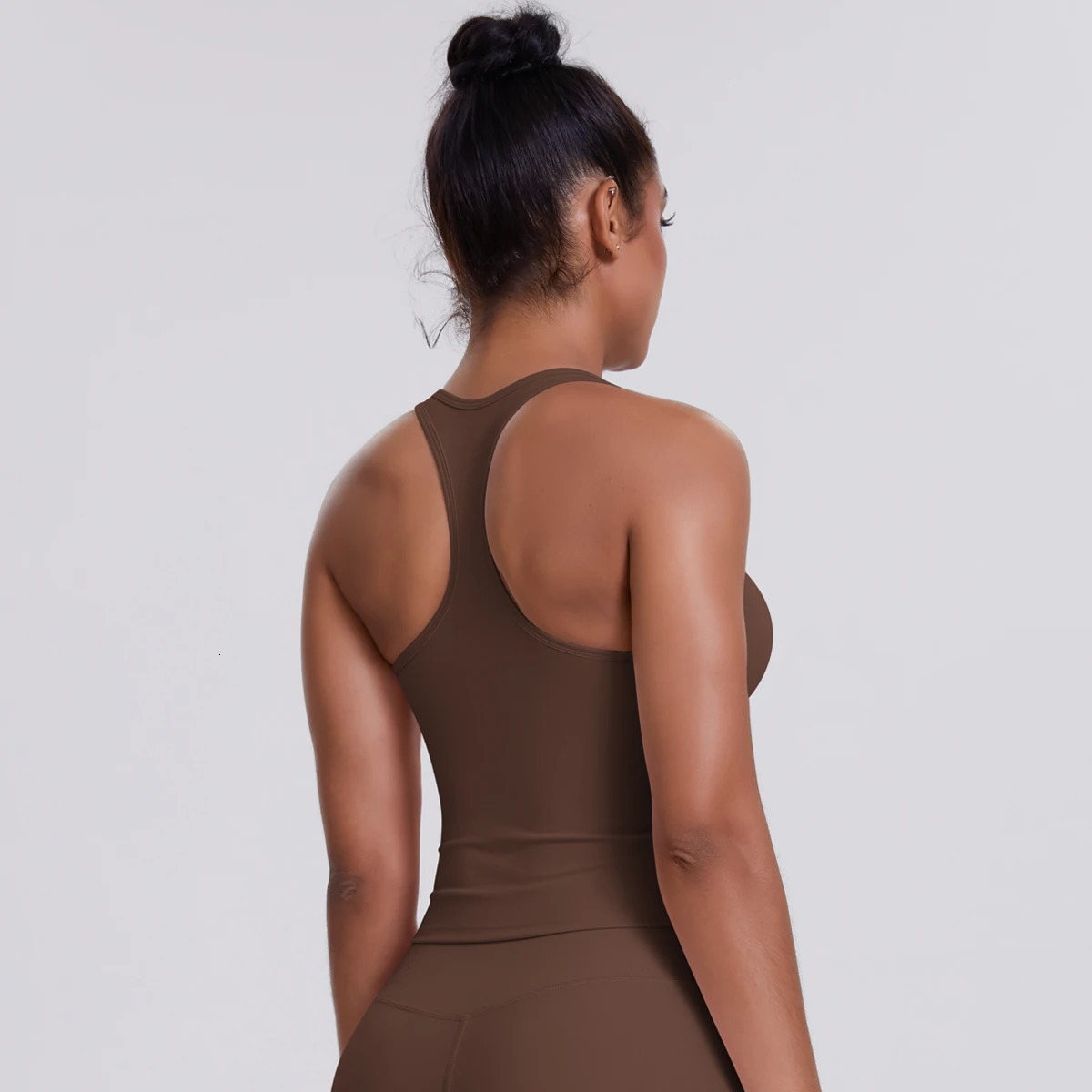 Yoga Vest Seamless Running Top Tank Top Short Sleeve Ishape Backless Gym Workout Top Solid Color Nylon Fitness Top 251010