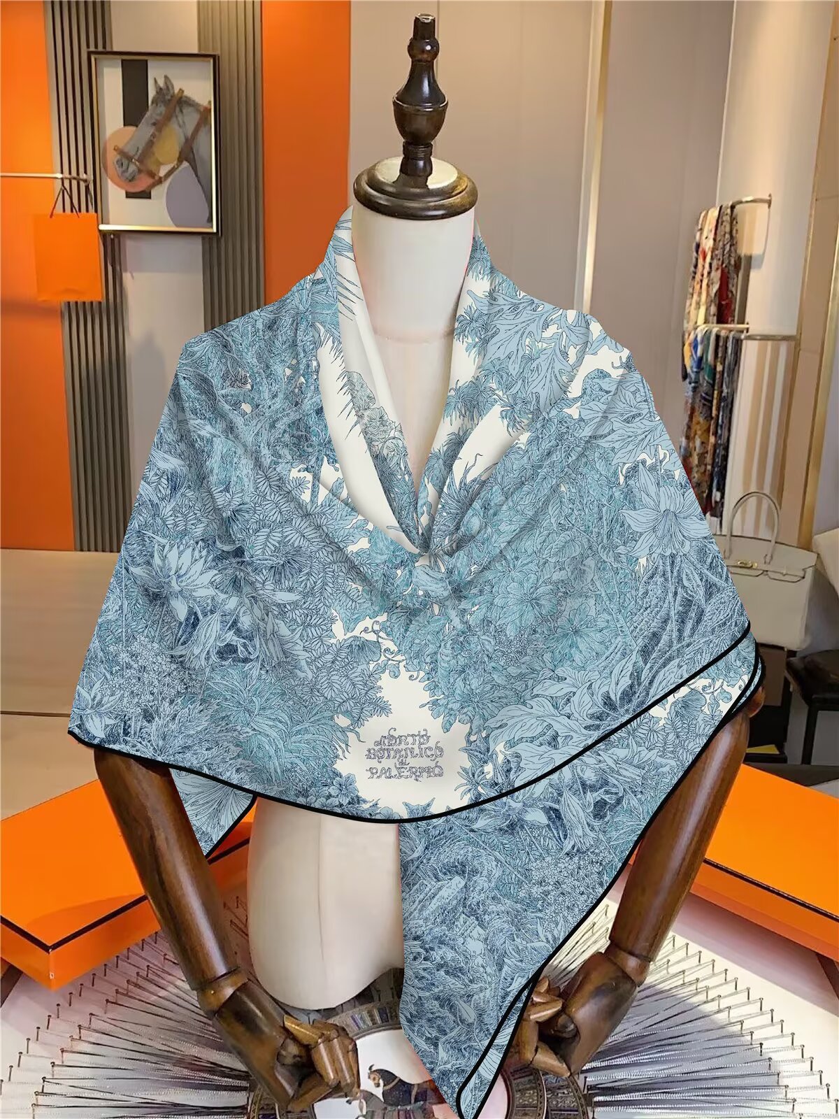 Fashion 130cm Herringbone Velvet Square Scarf - Multi-Use (Shawl/Bag Decor) & Retro Vibe, Suitable for Road Trips & Home Lounging