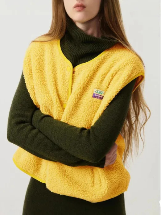 Womens Teddy Fleece Vest Autumn Thin Vest Sleeveless Coat Plain Plush Vest Short Jacket Loose Fleece Vest Women Outwear 251010