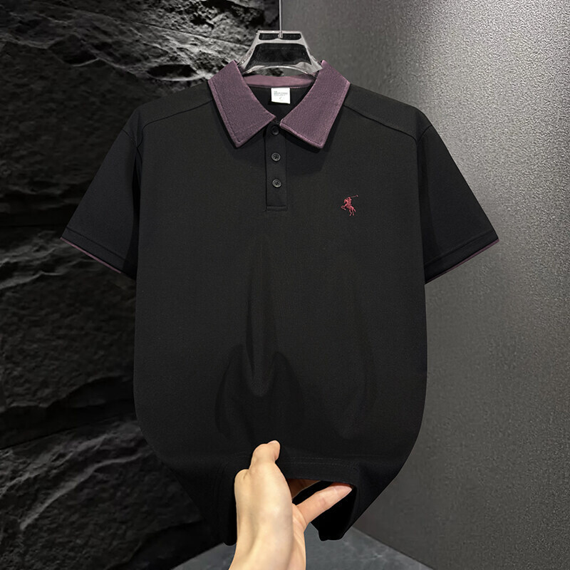 Designer Shirt Lyocell Polo Shirt Men Ice Feel Spliced Summer Wear 2025 New Trendy Brand Loose Turn-down Collar Short Sleeve T-shirt Designer Hoodie M