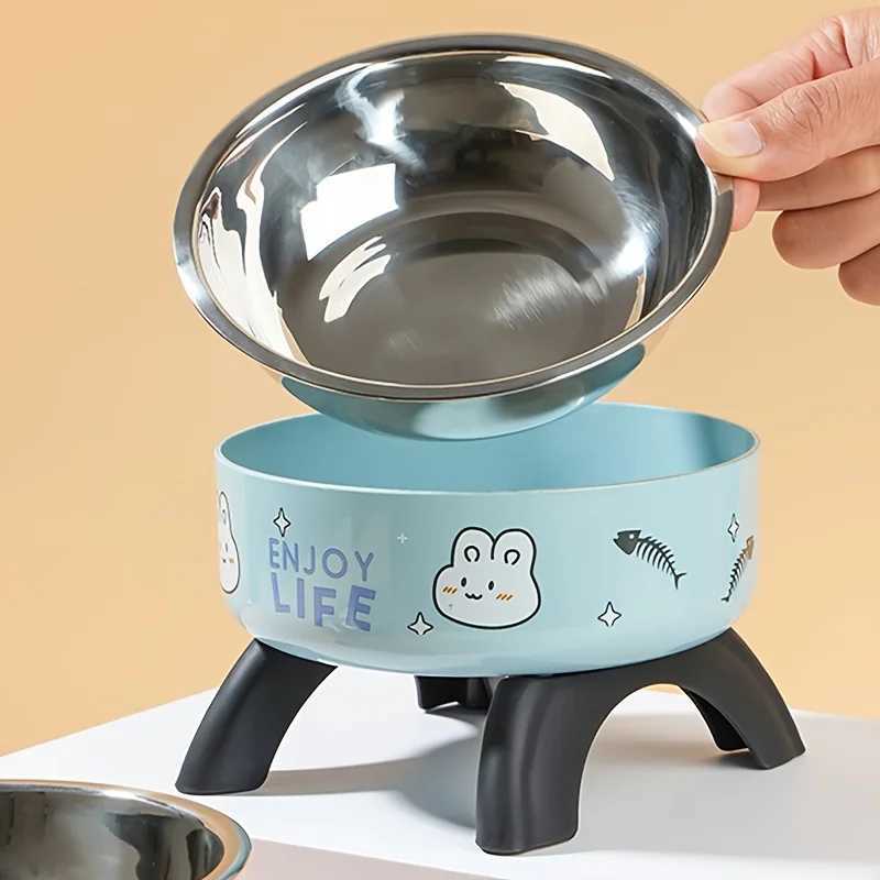Cartoon Raised Cat Bowl AntiTip Pet Feeding Dish for Small Dogs Cats Neck Protection Cat Food Bowls Cat Feeder Pet Supplies C251009