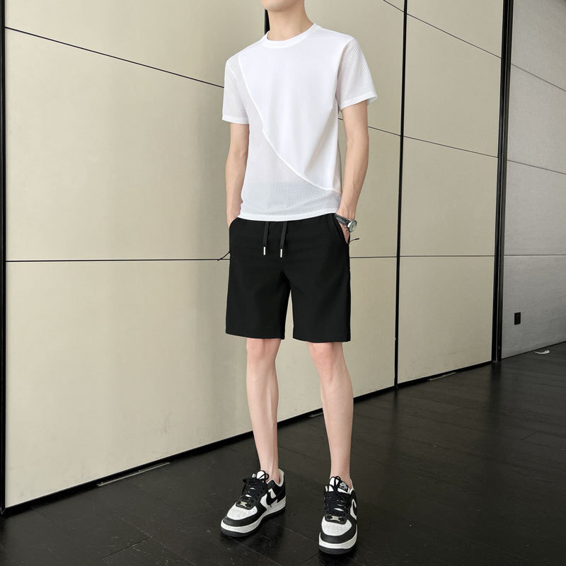 Ice Silk Designer Shirt Mesh Short Sleeve T-shirt Men's Running Breathable Designer Hoodie 2025 New Cool Quick-dry Fitness Matching Summer Outfit