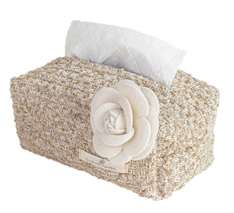 French Style Camellia Tissue Box Living Room Coffee Table Decoration Light Luxury HighEnd Desktop Storage Tissue Bag C251010