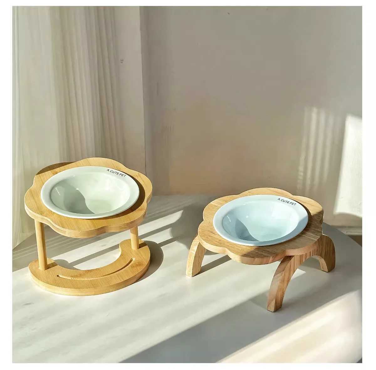 Cat bowl Ceramic saucer bowl Cat food bowl Dog bowl Pet cat plate Cat food bowl Rice bowl High foot protection neck C251009