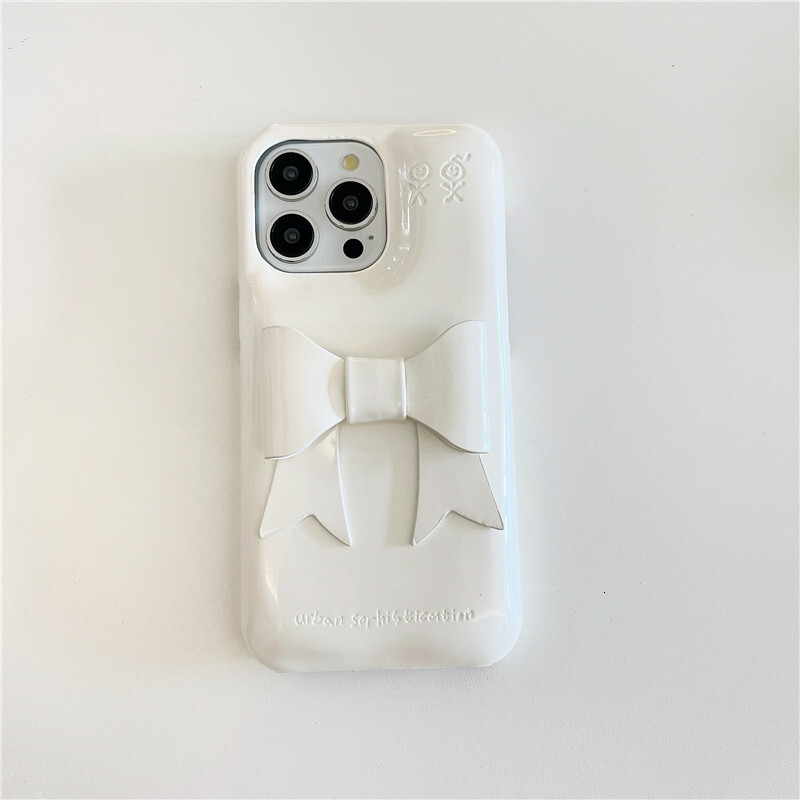 for iPhone17 Case, Simple Pure Color Cute 3D Bow Smooth Feel Suitable for Girls Shockproof and Wear-Resistant Phone Case