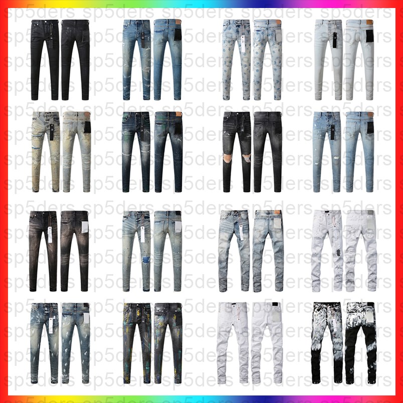 Designer purples Jean For Mens jeans letters Designer Pants Denim Trousers Mens purples brands jeans High Quality Straight Retro Ripped Biker Motorcycle Jean