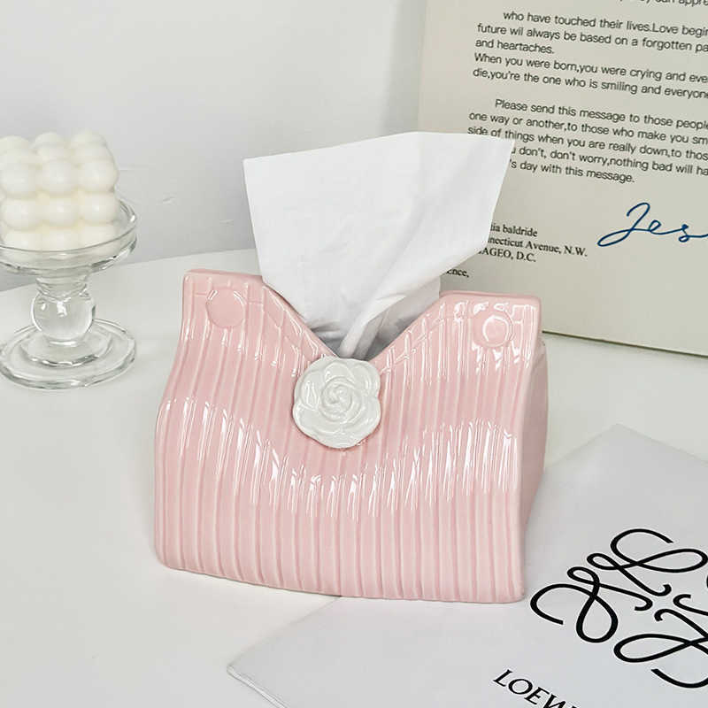 Camellia Tissue Box for Home Use in Living Room and Bedroom HighEnd Desktop Decoration Ceramic Tissue Box C251010