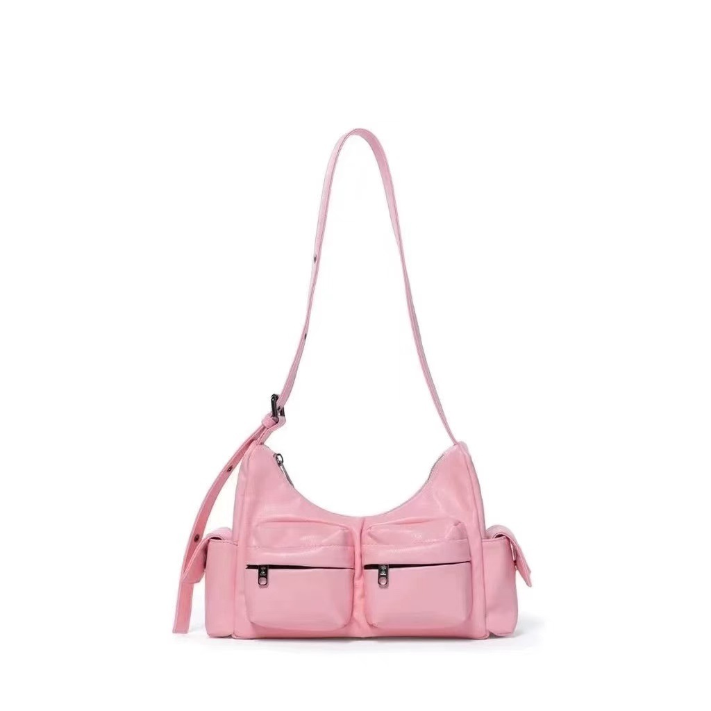 Ondoh Korean Samo fashion womens underarm motorcycle shoulder bag multi-pocket adjustable crossbody bagC250401