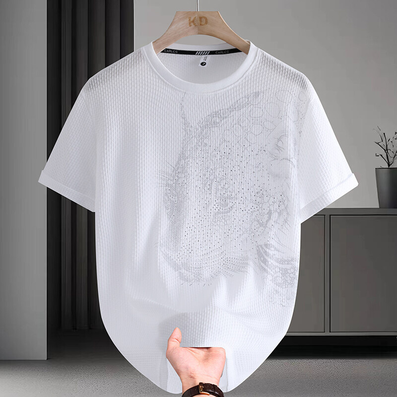 Men's Ice Silk Short Sleeve T-shirt Summer Designer Hoodie New Trend Quick-dry Cool Feel Designer Shirt Round Neck Breathable Slim Fit Youth Half