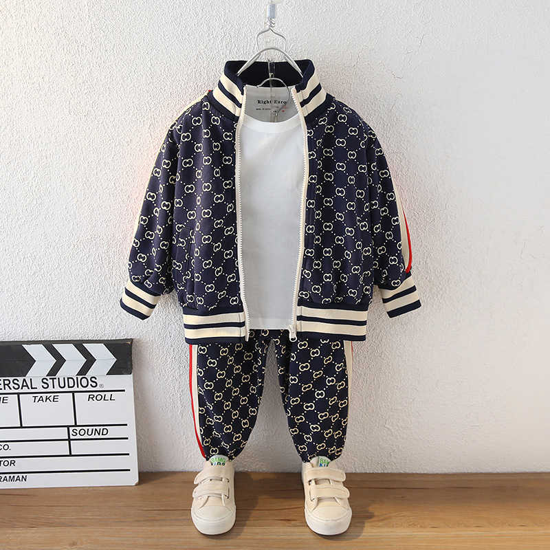 Childrens Clothing Boys Spring Outfit 2024 New Stylish Boys Stand Collar Clothes Childrens Spring and Autumn Casual TwoPiece Set C251010