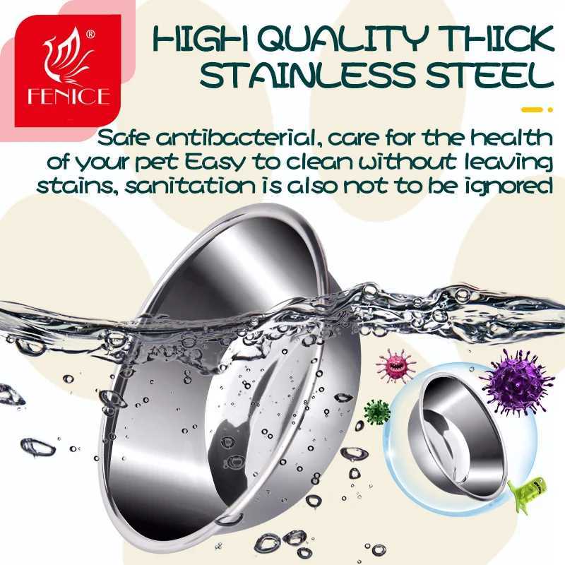 Fenice Pet Feeding Bowls Dog Food Water Feeder Stainless Steel Pet Drinking Dish Cat Puppy Supplies Small Dog Accessories C251009