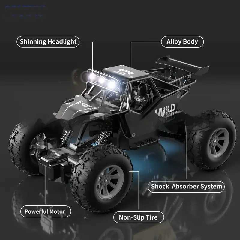 4WD RC Car Mountain OffRoad 4x4 Remote Control Buggy Truck with LED Lights Racing Drift Toy Boys Girls Childrens GiftT251010