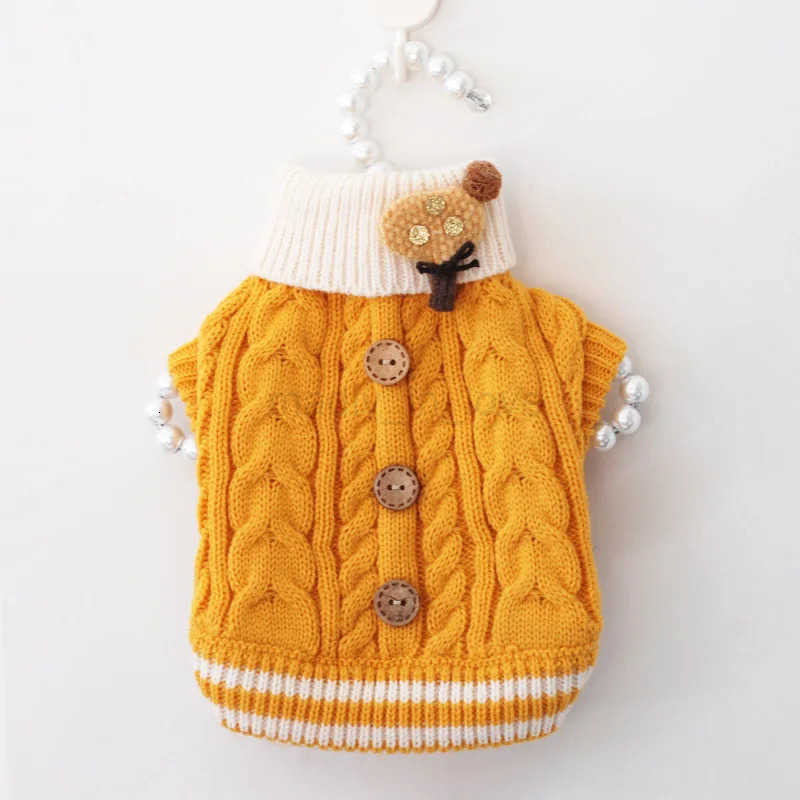Designer Knitted Dog Sweaters Solid Color Autumn Winter Warm Pet Cat Clothing Chihuahua Lightweight Clothes for Small Dogs M251010