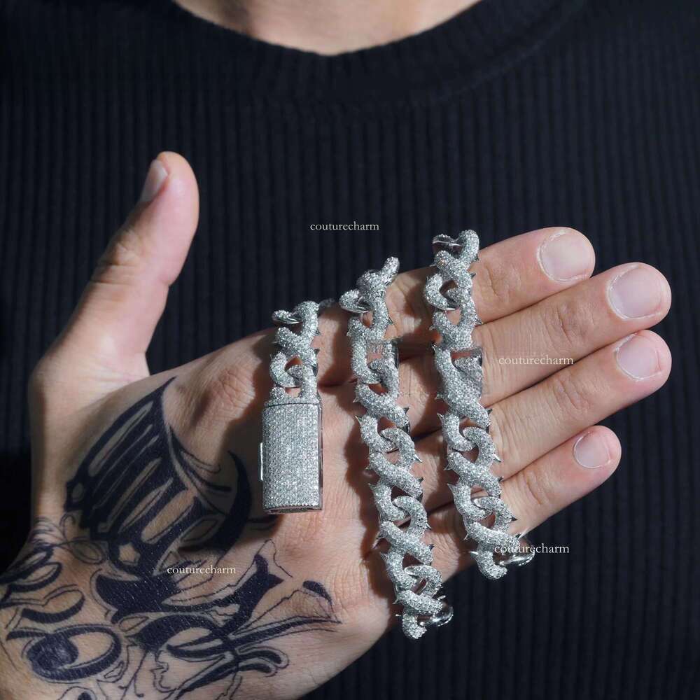 Crazy Hip Hop Jewelry Rappers S Sier VVS Moissanite Dia Iced Out 12MM Infinity Link Cuban Chain Necklace for Men