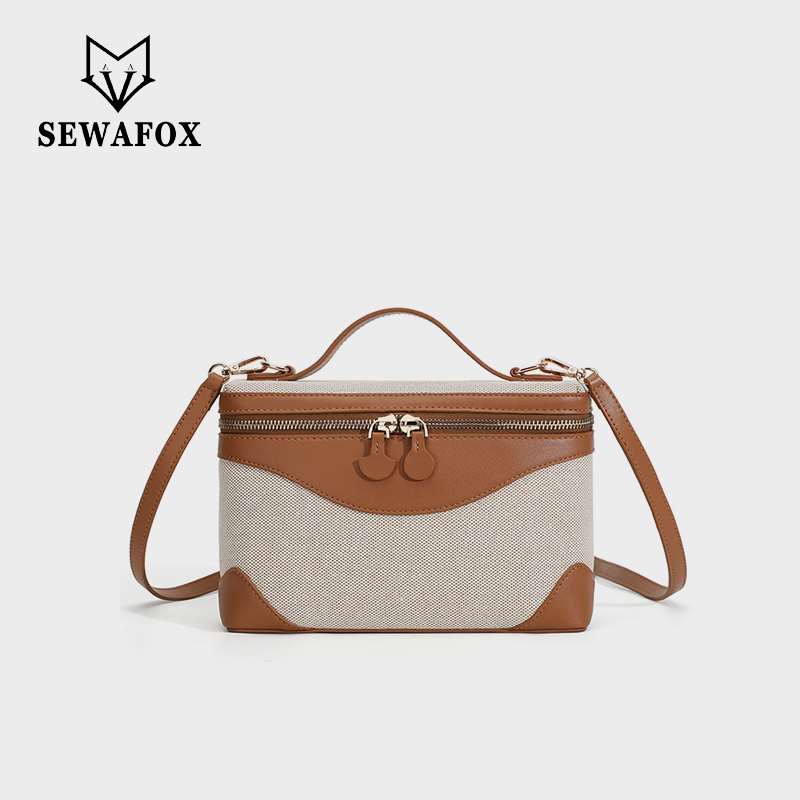 Sewafox Women's Backpack Casual Small Handbag Fashion One-shoulder Crossbody Small Square Bag Multifunctional Sand Color