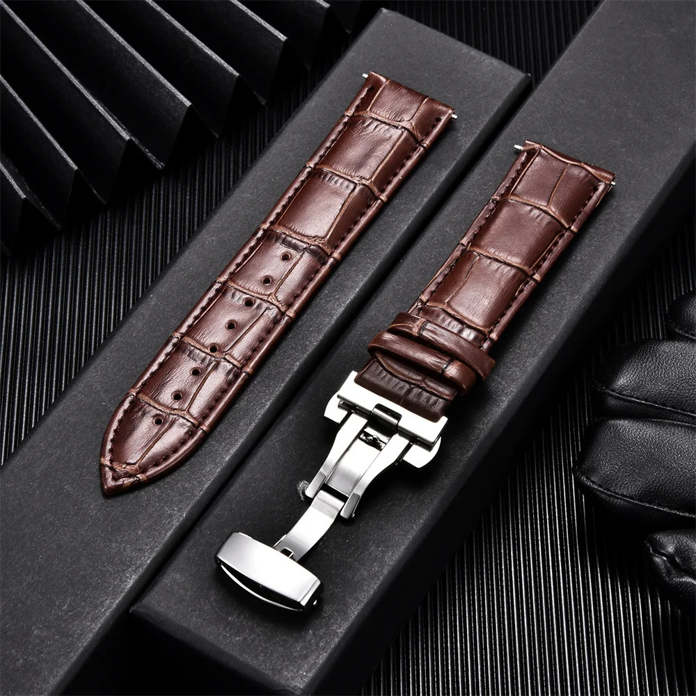 Genuine Calfskin Leather Watchbands Business Replace Watch Band 18mm 20mm 22mm 24mm With Buckle Wristwatch Strap 251010