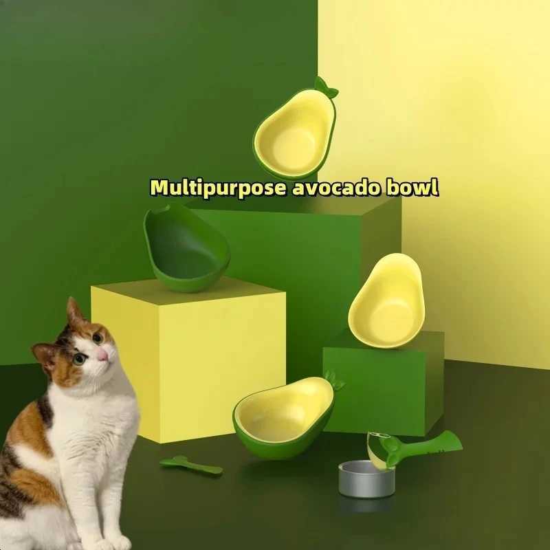 3in1 Detachable Avocado Pet Bowl with Can Opener Spoon Anti Spill High Leg Portable Travel Feeder for Cat Dog Multi Pet Cat Bowl C251009