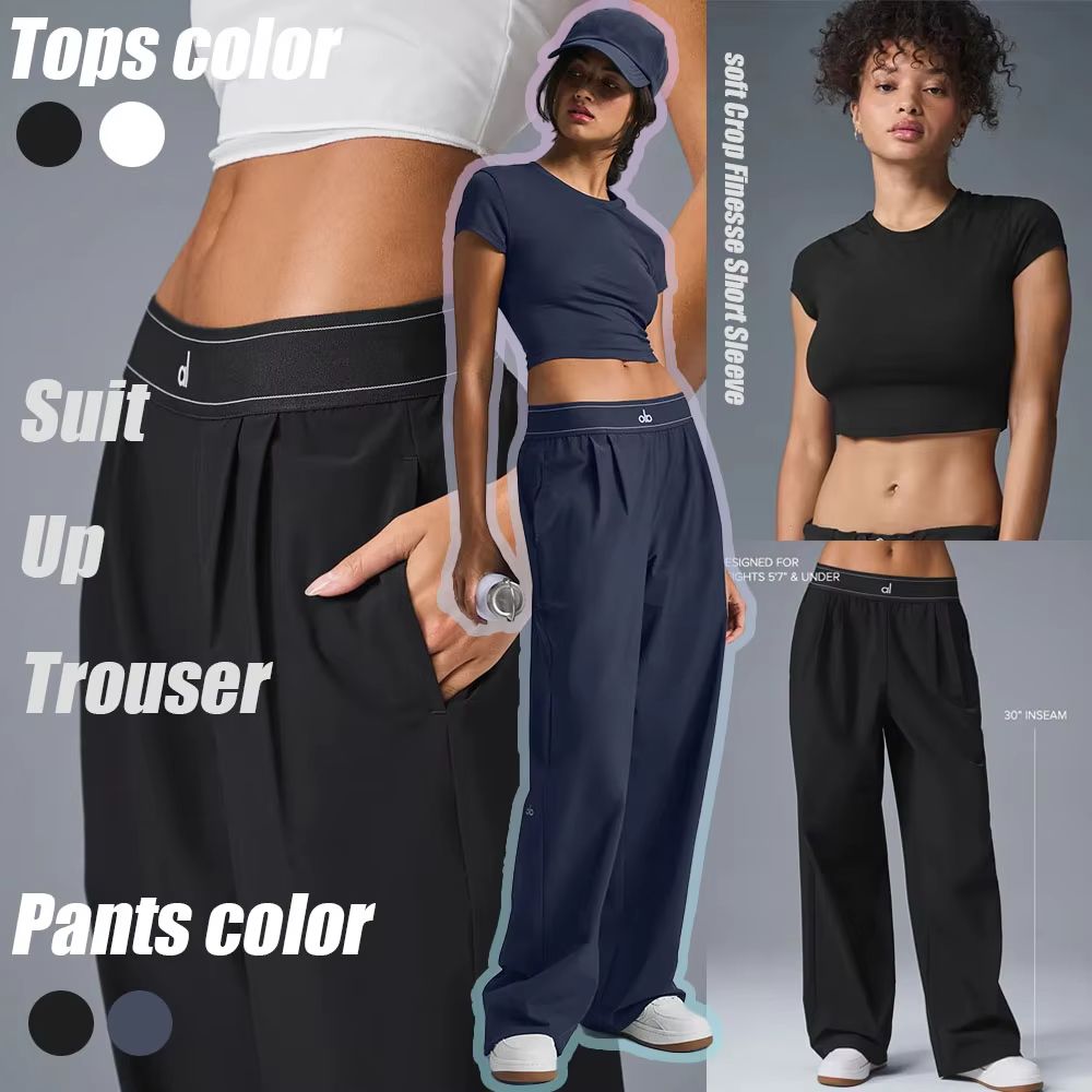 Women's Yoga High Waist Loose Casual Sports Straight Wide Leg Pants Spring Solid Black Trousers Baggy Pants
