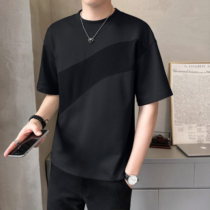Quick-dry Ice Designer Hoodie Silk Cotton Cool Short Sleeve T-shirt For Men 2025 Designer Shirt Summer New Loose High-end Patchwork Half Sleeve Tee