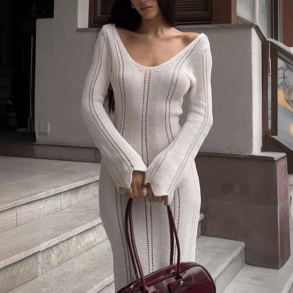 Sleeve Sexy Hollow Out Beach Long Lazy Tight Backless Spring Summer Women's Dress B5