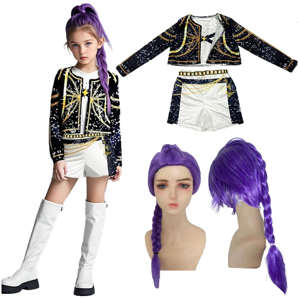 Halloween Costume Rumi Cosplay Kpop Warrior Costume Wig Disguise Rummy Girl Birthday Party Gift Carnival Performance Clothes Set251010