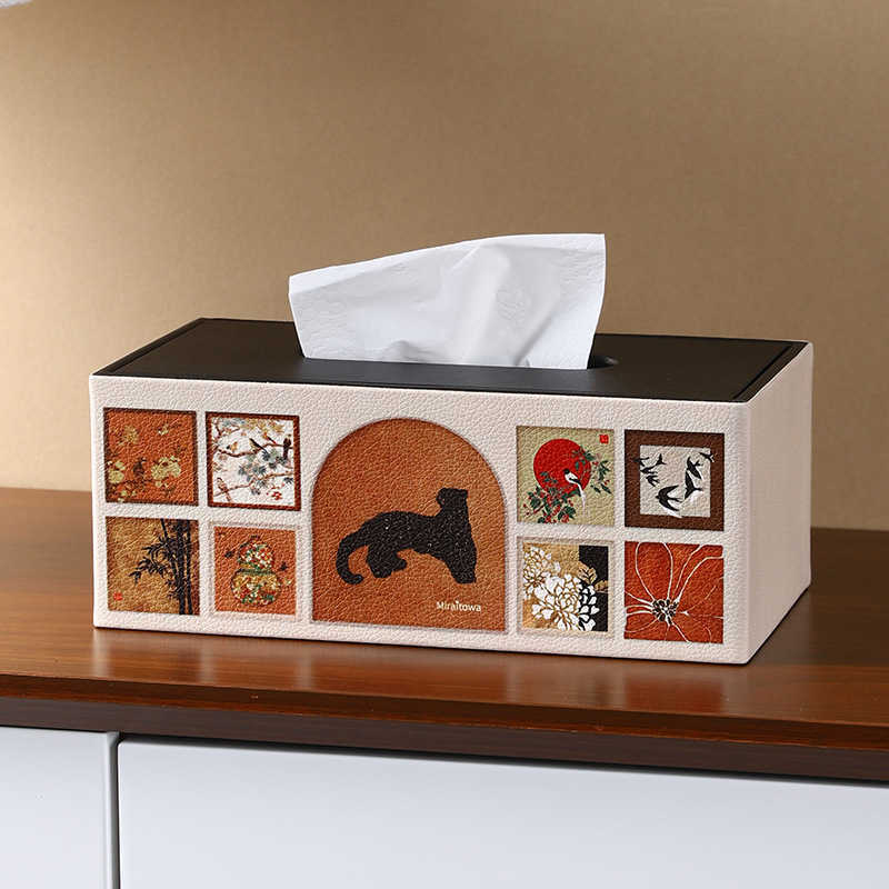 Oil Painting Multifunctional Home Desktop Tissue Box Storage Dining Table Living Room Highend Tissue Box Light Luxury Highend Feel New C251010