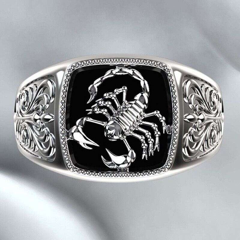 Designer Jewellery High Quality Epoxy Scorpion Ring with Zodiac Totem Relief Personalized Edgy Design Gift for All Occasions Textured Accessory