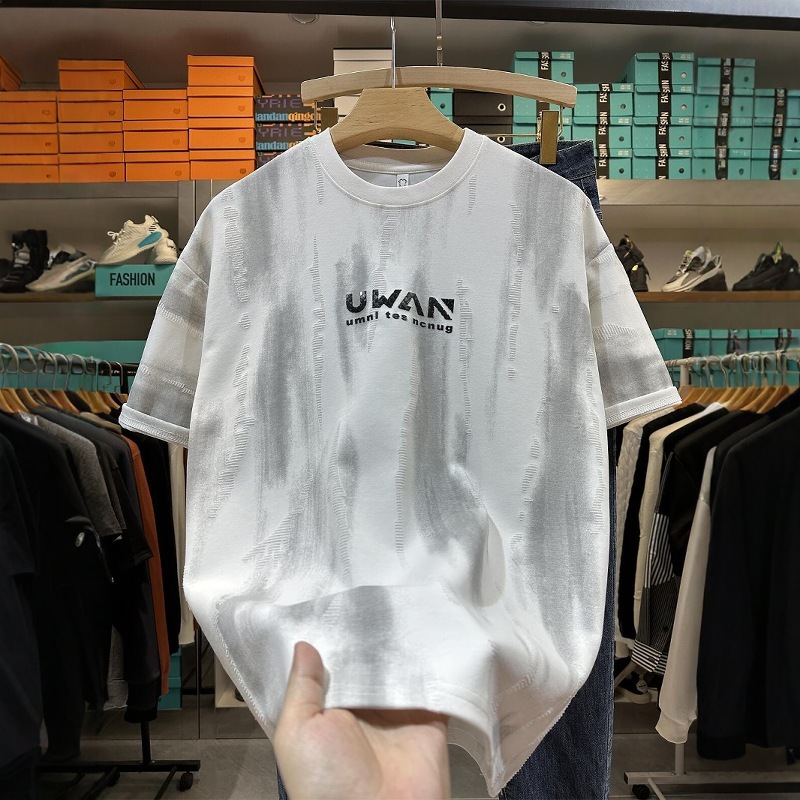 Summer Designer Hoodie New 2025 American High Street Tie-dye Fashion Versatile Men's Casual Short Sleeve T-shirt Half Sleeve Designer Shirt Top Trendy