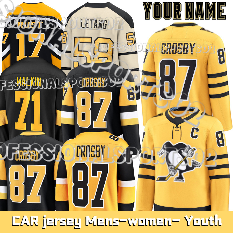 Pittsburgh Penguin Hockey Jerseys #87 Crosby C #71 Malkin A #65 Karlsson Rickard Rakell Kris Letang Bryan Rust Hockey Jerseys