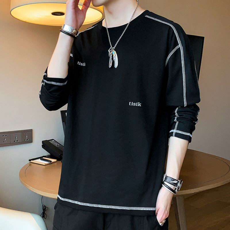 100% Cotton Designer Shirt Long Sleeve T-shirt For Designer Hoodie Men Spring And Autumn Trendy Loose Casual Versatile Base Shirt Trendy Brand Crew Neck Sweatshirt