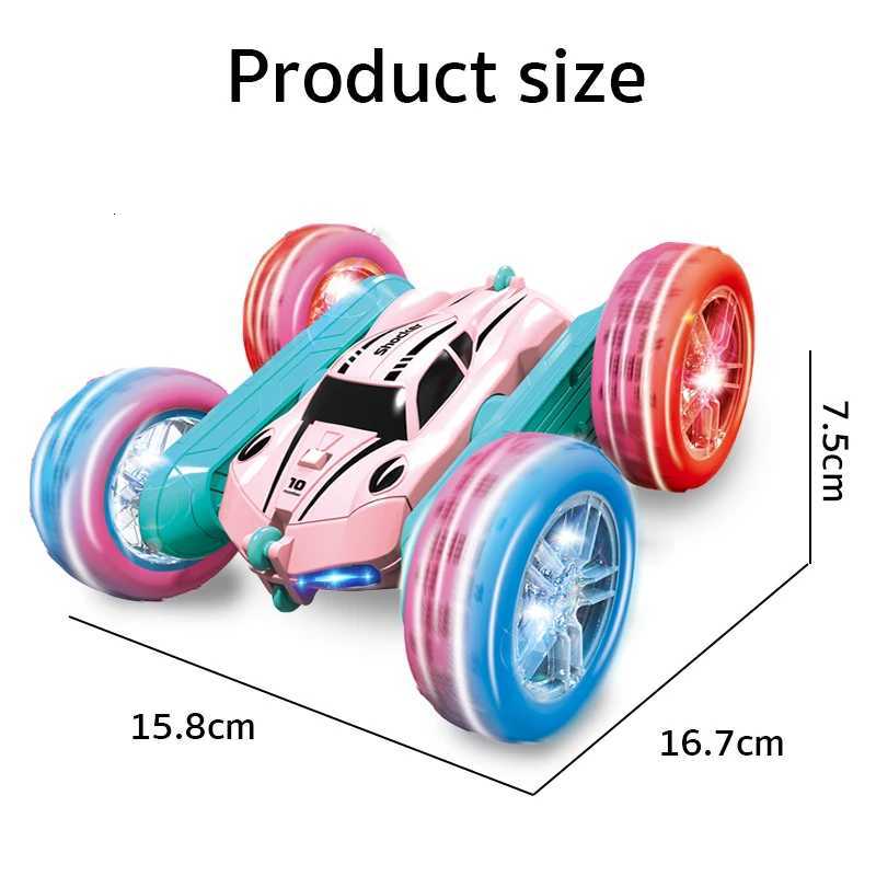 24G RC Stunt Car Children Double Sided Flip Remote Control Car 360 Degree Rotation Off Road Rc Drift Cars For Pink Girls ToysT251010