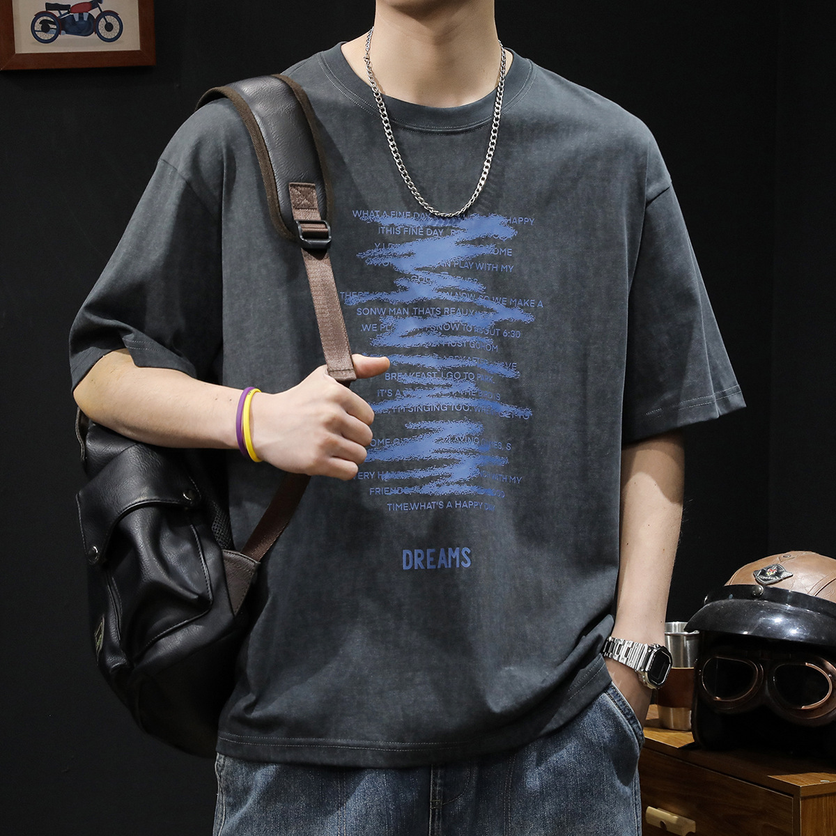 American Retro Heavyweight Short Sleeve T-shirt Men's Trendy Clothing Summer Designer Shirt 2025 New Designer Hoodie Large Size Trendy Brand Men's T-shirt