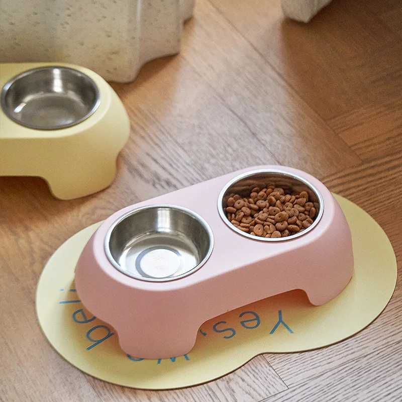 Stainless Steel Pet Bowl Dual Dish Set NonSlip AntiTip Large Capacity Dog Cat Food Water Feeder Bowl for Pets C251009