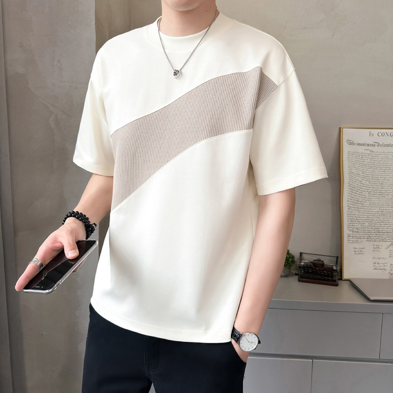 Quick-dry Ice Designer Hoodie Silk Cotton Cool Short Sleeve T-shirt For Men 2025 Designer Shirt Summer New Loose High-end Patchwork Half Sleeve Tee