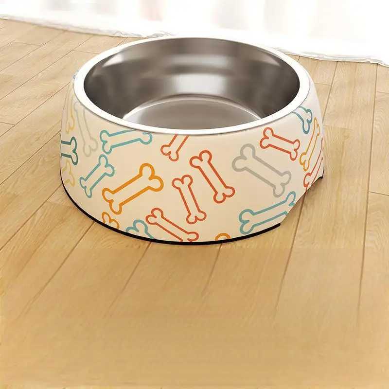 1Pcs Cat Feeding Bowl Stainless Steel Cute Drinking Fountain Antidumping Large Capacity Melamine Pet Supplies Thick Nonslip C251009
