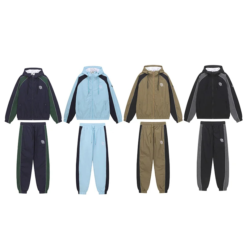 Splicing Striped Black Blue Brown Zip Jacket Men Women Classic Embroidery Outdoor Jackets Inside Mesh Coats With Tag