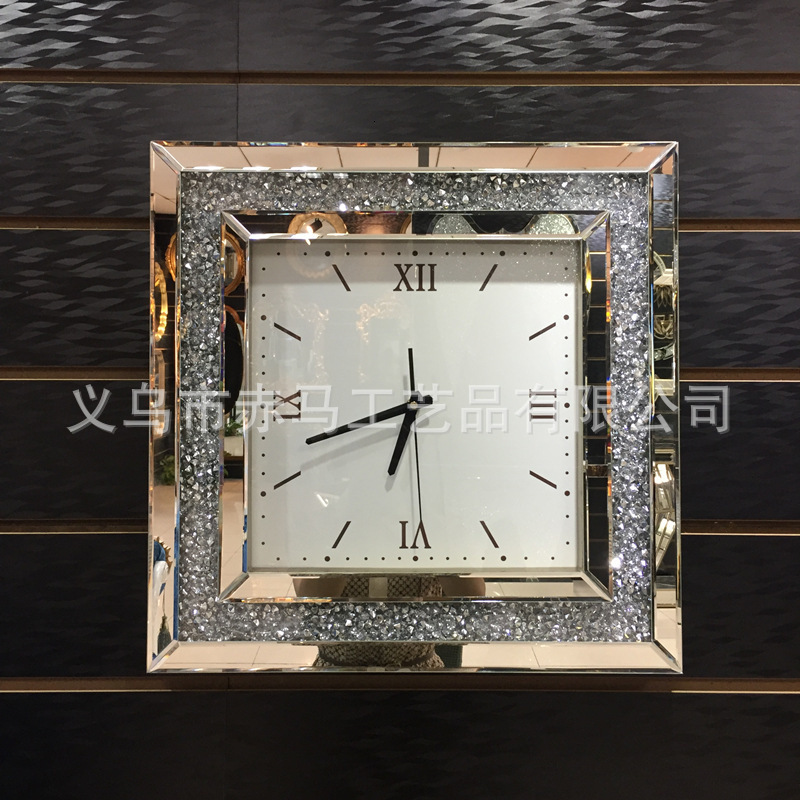 Creative decoration hanging on the wall of the living room clock sun card movement clock mirror glass mirror clock mirror 240919